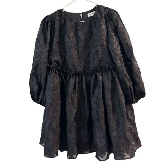 Mable Black Puff Sleeve Whimsical Goth Peplum Tunic Top Size S Withcy Wednesday - Picture 3 of 14